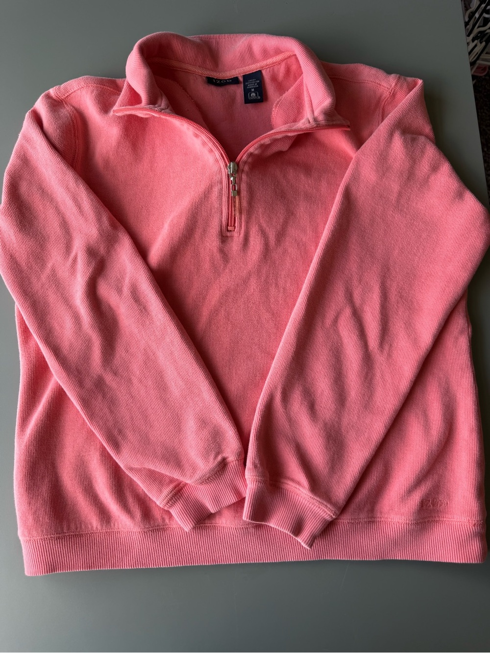 Izod Coral Pink Quarter-Zip Turtleneck Sweater